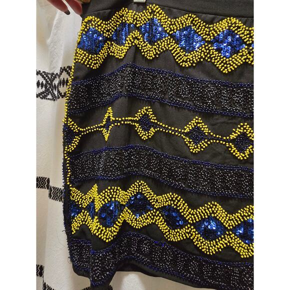 Forever 21 black beaded sequin embellished mini skirt large - Picture 3 of 10
